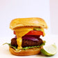 vegan burger plant-based with Cashew Cheesy Sauce